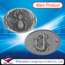 Su propio diseño del logotipo Metal plata antigua acabado araña cinturón hebilla (LZY201300006)